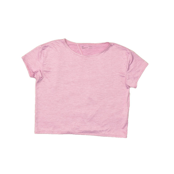 Under Armour Women's Regular Size L Pink Striped Athletic Cropped T-Shirt Loose - Picture 1 of 8